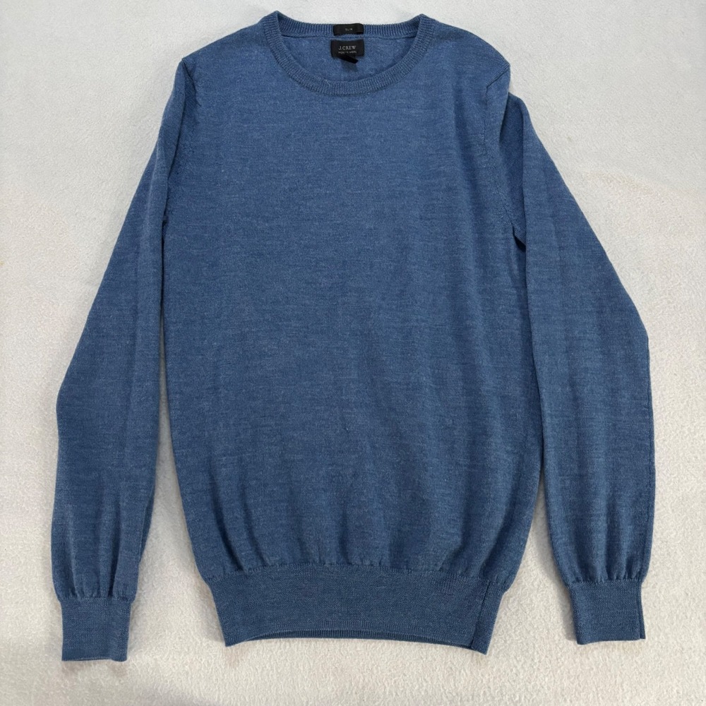 J.Crew Mens Slim Fit Merino Wool Crewneck Sweater Blue Small RN77388